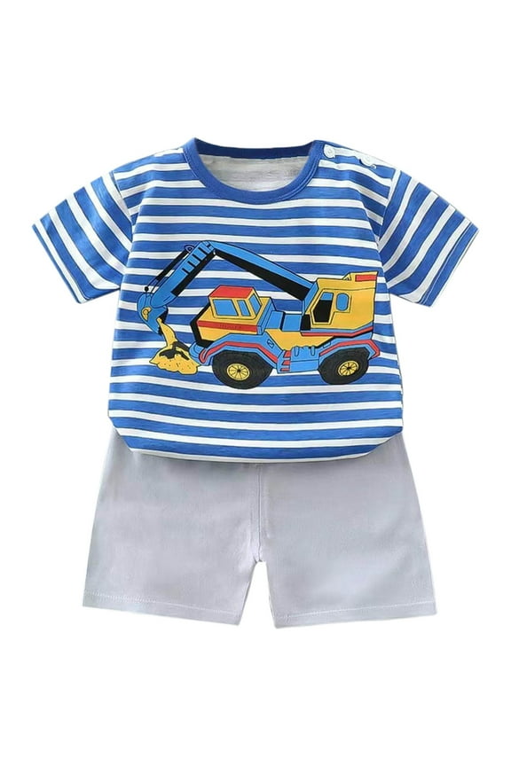 Baby Boy Girl Summer Clothes Golf Embroidery T Shirt Gingham Plaid Shorts Set 2Pcs Sports Outfit(Q,18-24 M)