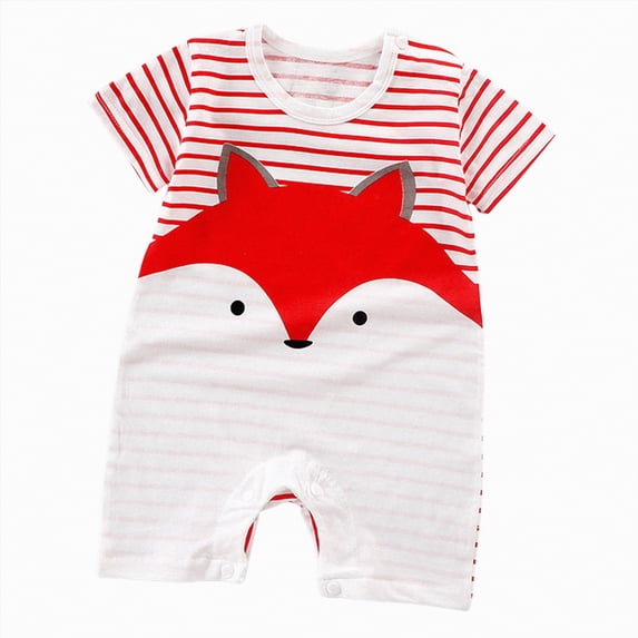 TOWED22 Baby Boy Girl Summer Clothes Romper Short Sleeve Bodysuit Print Jumpsuit Playsuit Ribbed Jumpsuit Summer Outfit Watermelon Red,12-18 M