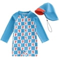 thumbnail image 1 of TOWED22 Baby Boy Girl Swimsuit One Piece Short/Long Sleeve Rash Guard Zipper Swimwear Toddler Bathing Suit Infant Beach Outfits(Blue,6-12 M), 1 of 6