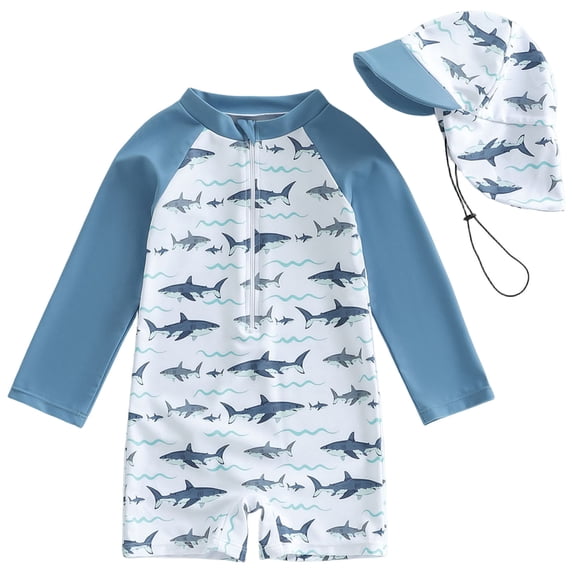 TOWED22 Baby Boy Girl Swimsuit One Piece Short/Long Sleeve Rash Guard Zipper Swimwear Toddler Bathing Suit Infant Beach Outfits(Grey,6-12 M)