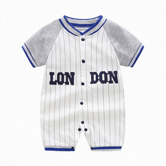 TOWED22 Baby Boy Golf Outfit Newborn Short Sleeve Short Romper Button up Collared Jumpsuit Summer One Piece Outfits Blue,9-12 M