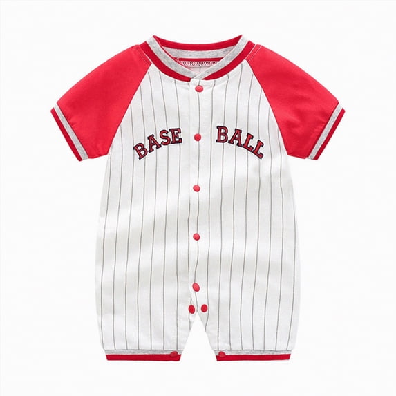 TOWED22 Baby Boy Golf Outfit Newborn Short Sleeve Short Romper Button up Collared Jumpsuit Summer One Piece Outfits Red,6-9 M
