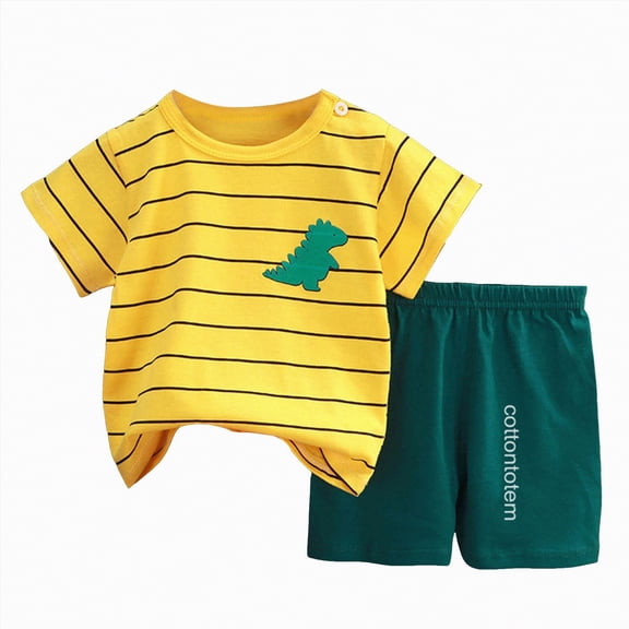 TOWED22 Baby Boy Hunting Outfits Duck Deer Embroidery Short Sleeve T-Shirt Jungle Camo Shorts Set Toddler Summer Clothes(Yellow,3-4 Y)