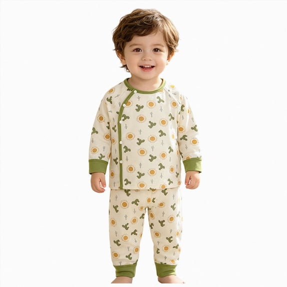 TOWED22 Baby Boy Pajamas Little Boys Pajamas Dinosaur Cotton 2 Piece Train Toddler Sleepwear Fall Winter Clothes Set 6-12 Months 12-24 Months 2t 3t 4t 5t 6t 7t 8t 9t Children,Green,3-6 M