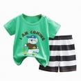 thumbnail image 1 of TOWED22 Baby Boy Shorts Set Summer Clothes Toddler Bear Embroidery Striped Short Sleeve Lapel T-shirt Shorts Outfit(Green,9-18 Months), 1 of 4