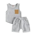 thumbnail image 1 of TOWED22 Baby Boy Summer Clothes 2Pcs Outfits Sleeveless Crew Neck Tank Top + Stretch Shorts Set Cartoon Dinosaur Toddler(Light Gray,12-18 M), 1 of 6