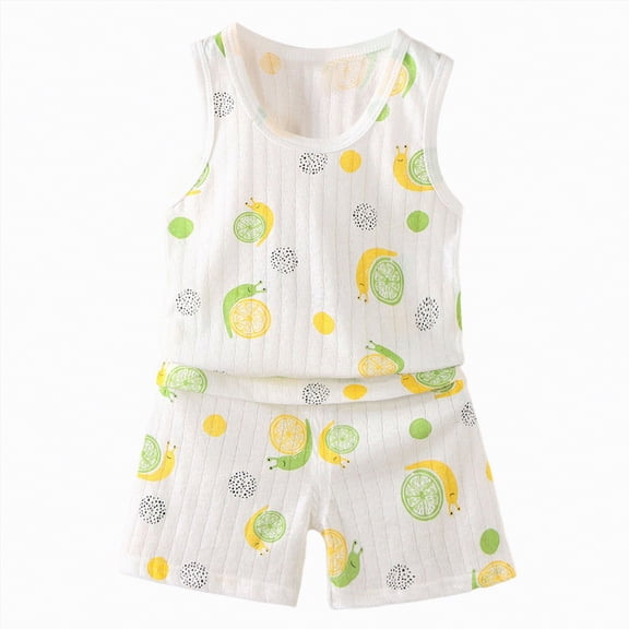 TOWED22 Baby Boy Summer Clothes Contrast Color Sleeveless Tops Elastic Waist Shorts Toddler Outfits Cute Set(Yellow,18-24 M)