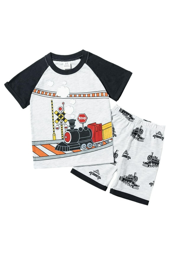 Baby Boy Summer Clothes Daddys/Mamas Boy Matching Outfit Short Sleeve Embroidery T-shirt Plaid Toddler Shorts Set(Grey,6-7 Y)