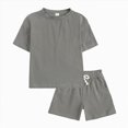 thumbnail image 1 of TOWED22 Baby Boy Summer Clothes Toddler Infant Outfit Short Sleeve Letter T Shirt Tops and Stretch Shorts Clothing Set(Dark Gray,12-13 Y), 1 of 8