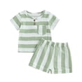 thumbnail image 1 of TOWED22 Baby Boy Summer Outfit Truck Embroidery Tops and Plaid Shorts Set Toddler Boy Spring Summer Clothes(Light Green,2-3 Y), 1 of 3