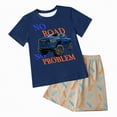 thumbnail image 1 of TOWED22 Baby Boy Summer Outfits 2 Pieces Short Sleeve Shirt Top Giraffe Graphic Elastic Waist Shorts Clothes(Navy,7-8 Y), 1 of 5