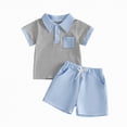 thumbnail image 1 of TOWED22 Baby Boy Toddler Summer Clothes Farm Tractor Short Sleeve Shirt And Short Set 2 Piece Outfits For Boys 0-6 Years Blue,4-5 Y, 1 of 6
