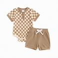 thumbnail image 1 of TOWED22 Baby Boy Tractor Print Summer Clothes Short Sleeve T-Shirt Shorts 2 Piece Outfit Khaki,9-12 M, 1 of 7
