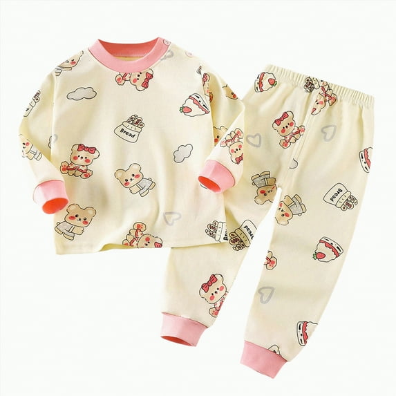 TOWED22 Baby Boys Girl Fall Outfit Sets Long Sleeve Crew Neck Stripes T-shirt with Elastic Waist Pants Fall Winter Set(Pink,18-24 M)