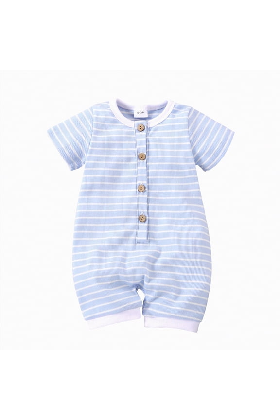 Baby Boys Girls Romper One-Piece Print Beach Outfit Summer Clothes 0-24 Months Light Blue,12-18 M