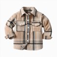 thumbnail image 1 of TOWED22 Baby Boys Plaid Shirt Toddler Flannel Button Down Jacket Long Sleeve Outfits Infant School Uniform Shirts Cotton Shacket Coat,Khaki,10-11 Y, 1 of 5