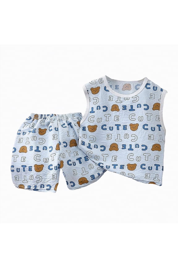 Baby Boys Summer Clothes Striped Mamas Boy Waffle Short Sleeve T-shirt Tops Shorts Set 6 12 18 24 Months Outfits Blue,18-24 M