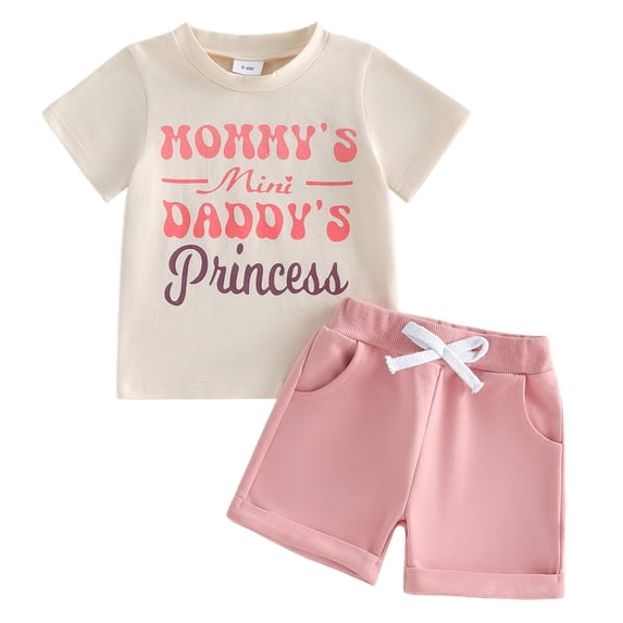 TOWED22 Baby Girl 9M-2T Summer Clothes 2Pcs Outfit Butterfly & Bow Tee + Tiered Ruffle Shorts Casual(Red,0-6 M)