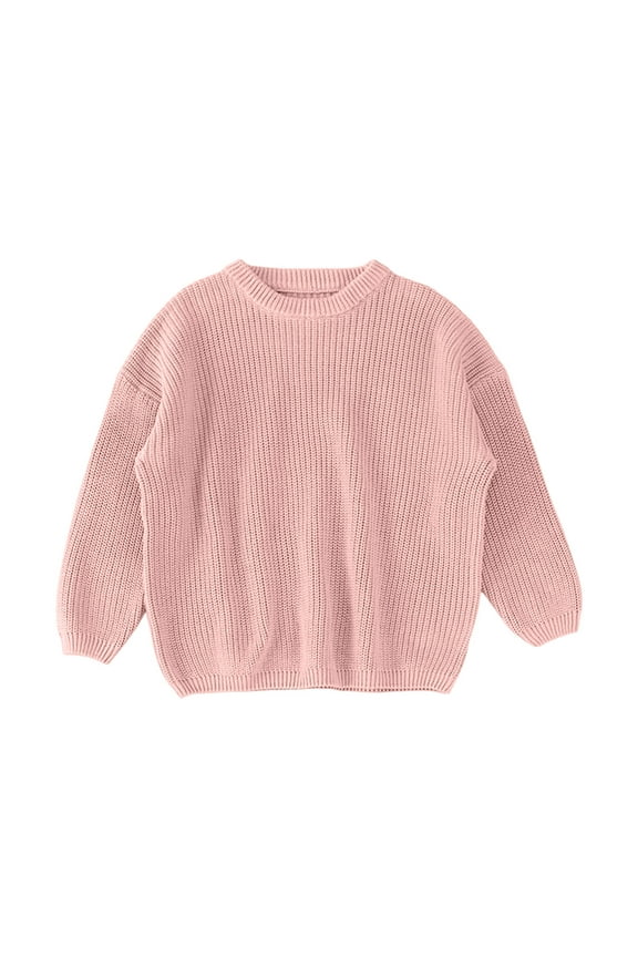 Baby Girl Boy Knit Sweater Toddler Baby Girl Boy Knit Sweater Round Neck Long Sleeve (Watermelon Red, 3-6 M)