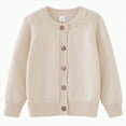 thumbnail image 1 of TOWED22 Baby Girl Cardigan Sweater Infant Toddler Long Sleeve Button Up Knit Jacket Coat Warm Fall Winter Clothes(Beige,5-6 Y), 1 of 9