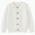 thumbnail image 1 of TOWED22 Baby Girl Cardigan Sweater Infant Toddler Long Sleeve Button Up Knit Jacket Coat Warm Fall Winter Clothes(White,12-24 M), 1 of 7