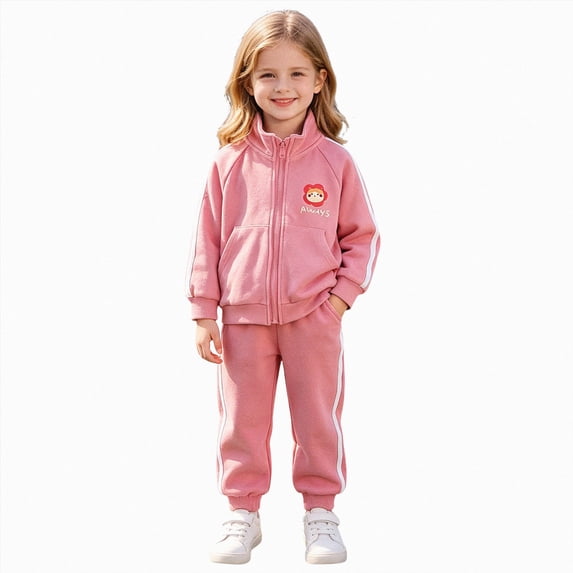 TOWED22 Baby Girl Clothes Fall Winter Toddler Outfits Long Sleeve Crewneck Sweatshirts Bell Bottoms Pants Girls Clothing Set,Pink,5-6 Y