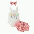 thumbnail image 1 of TOWED22 Baby Girl Clothes Infant Summer Outfits Set Ruffle Sleeve Romper Floral Pants 3PCS Bodysuit +Shorts +Headband(White,3-6 M), 1 of 9
