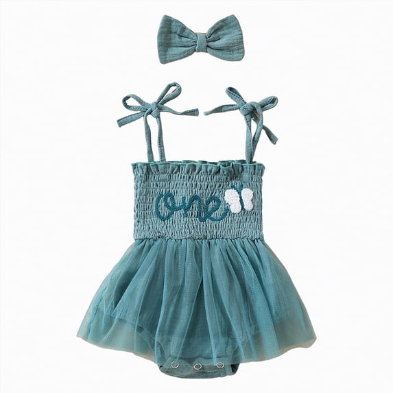 TOWED22 Baby Girl Clothes Infant Tulle Romper Ruffe Sleeveless Bodysuit Baby Girl Outfits Infant Girl Dress 0-18M Blue,3-6 M