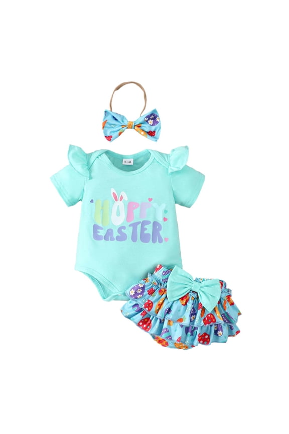 Baby Girl Clothes Newborn Infant Outfit Ruffle Romper and Short Pants Clothing Sets for Summer Spring(Blazer,6-12 M)