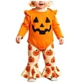 thumbnail image 1 of TOWED22 Baby Girl Clothes Outfits Cute Print Romper Pant Fall Winter Newborn Outfit Sets 3Pcs,Color: Orange,Size:12-18 M, 1 of 8