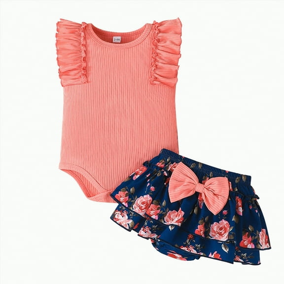 TOWED22 Baby Girl Clothes Stuff Newborn Infant Summer Cute Outfit 0-24 Months(Pink,6-9 M)