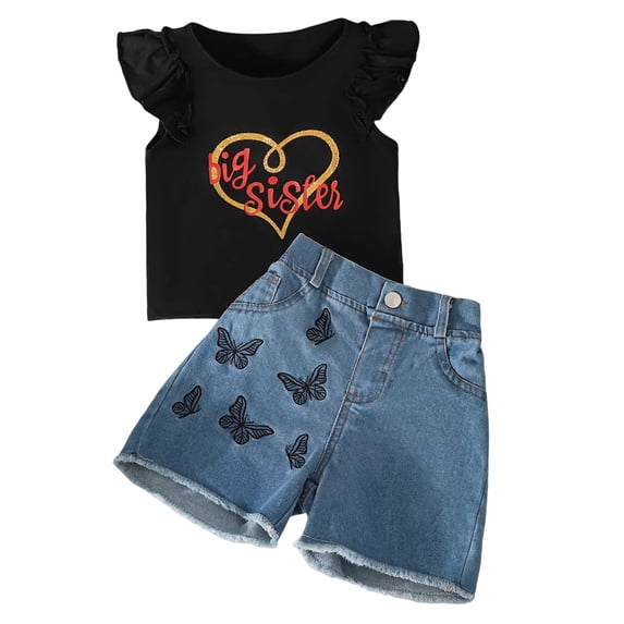 TOWED22 Baby Girl Clothes Summer 2 Piece Set Thin Strap Gingham Cami & Pocket Shorts 9M-4T(Black,2-3 Y)