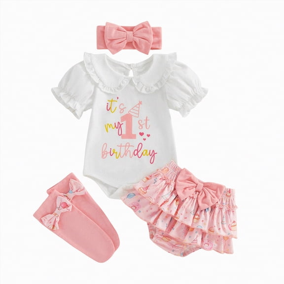 TOWED22 Baby Girl Clothes Summer Outfits Cute Flower Romper Daisy Shorts Newborn Ruffle Bodysuit Outfit Sets Red,6-12 M