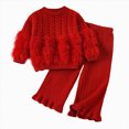 thumbnail image 1 of TOWED22 Baby Girl Clothes Toddler Girl Outfit Crewneck Sweatshirt Long Sleeve Shirt Pants Winter Clothing Set,Red,6-7 Y, 1 of 9