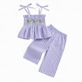 thumbnail image 1 of TOWED22 Baby Girl Clothes Toddler Girl Summer Outfits Cami Ruffle Halter Tops Wide Leg Pants Kids Floral Clothing Set(Purple,2-3 Y), 1 of 4