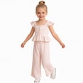 thumbnail image 1 of TOWED22 Baby Girl Clothes Toddler Girl Summer Outfits Sleeveless Ruffle Halter Tops Wide Leg Pants Kids Clothing Set(Pink,2-3 Y), 1 of 6