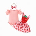 thumbnail image 1 of TOWED22 Baby Girl Clothing Set: Cute Romper Bodysuit Jumpsuit Shorts Set 3Pcs Summer Outfits Red,9-12 M, 1 of 9