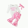 thumbnail image 1 of TOWED22 Baby Girl Fall Winter Clothes Long Sleeve Romper + Bow Print Pants + Headband Set 3pcs Newborn Infant Girl Outfits(White,3-6 M), 1 of 7