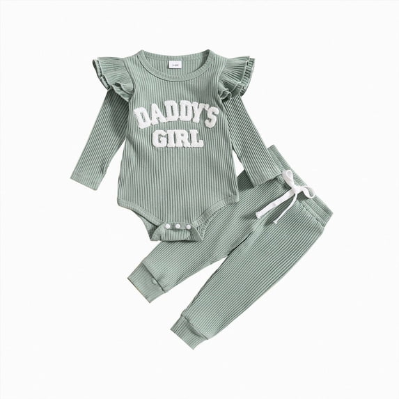 TOWED22 Baby Girl Jumpsuit Clothes 3pcs Sets Long Sleeve Crew Neck Cute Print Romper + Bow Pants Headband Fall Winter Outfits Set(AG,3-6 M)