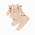 thumbnail image 1 of TOWED22 Baby Girl Jumpsuit Clothes 3pcs Sets Long Sleeve Crew Neck Cute Print Romper + Bow Pants Headband Fall Winter Outfits Set(White,6-9 M), 1 of 7