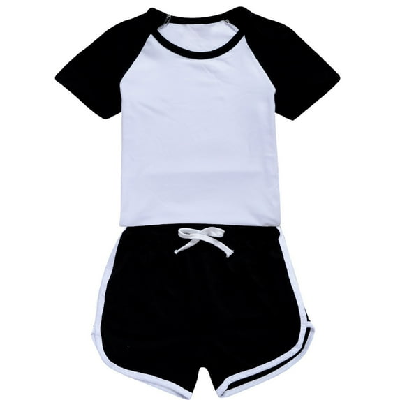 TOWED22 Baby Girl Outfit Summer Set Floral T-Shirt and Linen-Blend Shorts 9-24 Months Black,8-10 Y