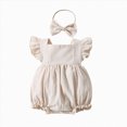 thumbnail image 1 of TOWED22 Baby Girl Romper Sleeveless Plaid Ruffle Baby Bubble Romper Bodysuit Jumpsuit Infant Girl Summer Clothes Beige,3-6 M, 1 of 6