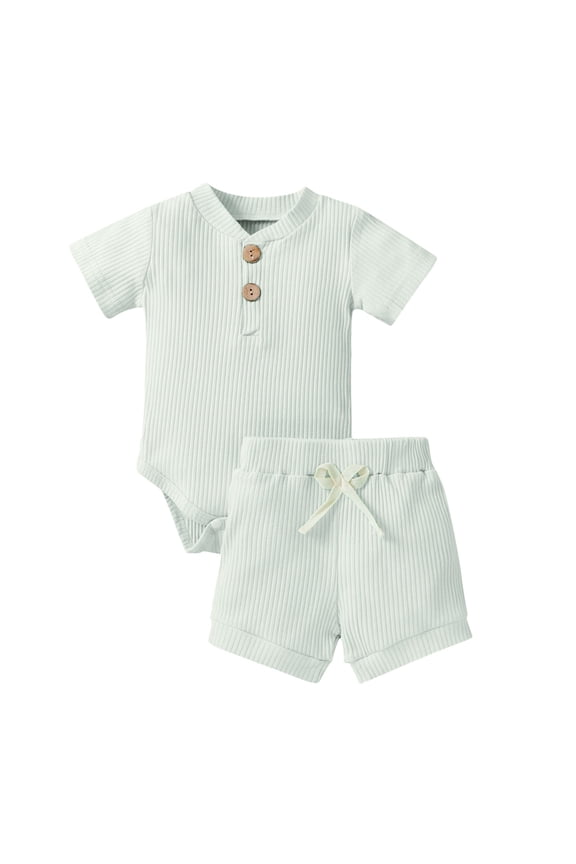 Baby Girl Summer Clothes Letter Print Newborn Going Home Outfit Ruffle Ribbed Romper Tops Floral Shorts Set + Headband(Blazer,18-24 M)