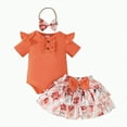 thumbnail image 1 of TOWED22 Baby Girl Summer Outfits Newborn Ribbed Knit Romper Skirt Set Infant Ruffle Bodysuit Toddler Dress Winter Clothes(Orange,3-6 M), 1 of 9