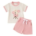 thumbnail image 1 of TOWED22 Baby Girl Summer Short Set Heart Print Tee and Ruffle Hem Shorts 6-18 Months Red,2-3 Y, 1 of 5