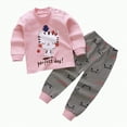 thumbnail image 1 of TOWED22 Baby Girls Boys' 2-Piece Cotton Pajama Set for Kids Toddler Long Sleeve Sleepwear Cute Cartoon Pjs Loungewear Light Pink,6-12 M, 1 of 4