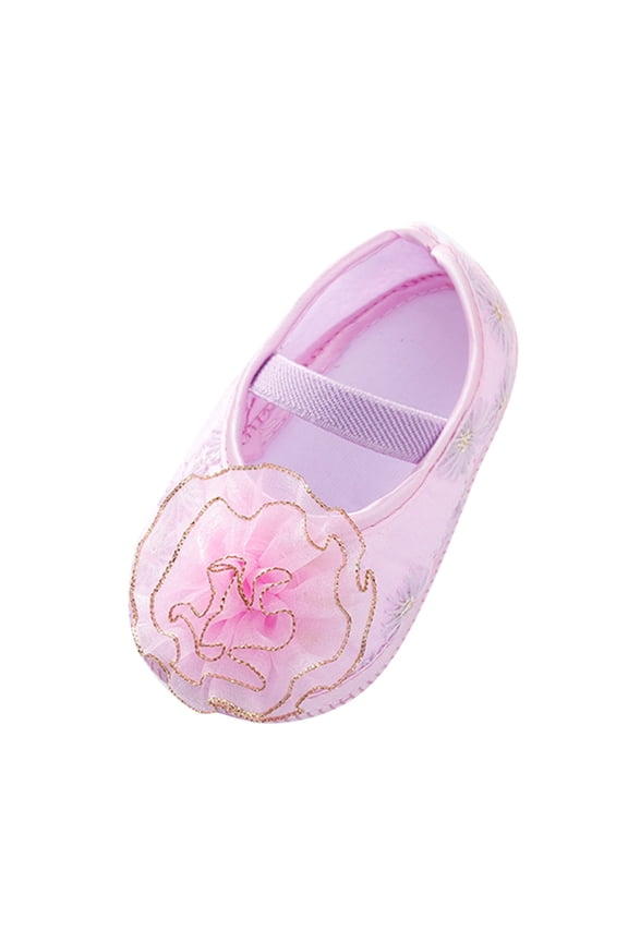 Baby Girls Boys Soft Sole Flowers Princess Wedding Dress Flats Walking Lightweight Baby Sneaker 4,Purple
