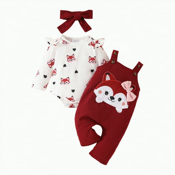TOWED22 Baby Girls Clothes Newborn Infant Baby Girls Outfit Long Sleeve Ruffle Romper Floral Pants Headband Sets 0-18 Months(Wine,3-6 M)
