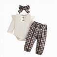 thumbnail image 1 of TOWED22 Baby Girls Clothes Ribbed Romper Bodysuit Pants Headband Set Fall Winter Outfits 3 Piece,3-6 M, 1 of 9