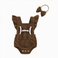 thumbnail image 1 of TOWED22 Baby Girls Playsuits Ruffled Bodysuit Fly Sleeve Romper Newborn Cute Print Jumpsuit Infant Summer Clothes Coffee,0-3 M, 1 of 8